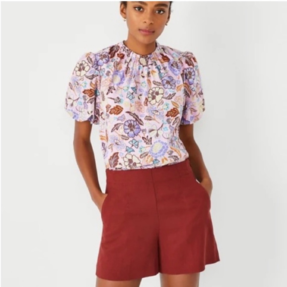 Ann Taylor Batik Floral Tie Back Top Size L - Picture 3 of 10